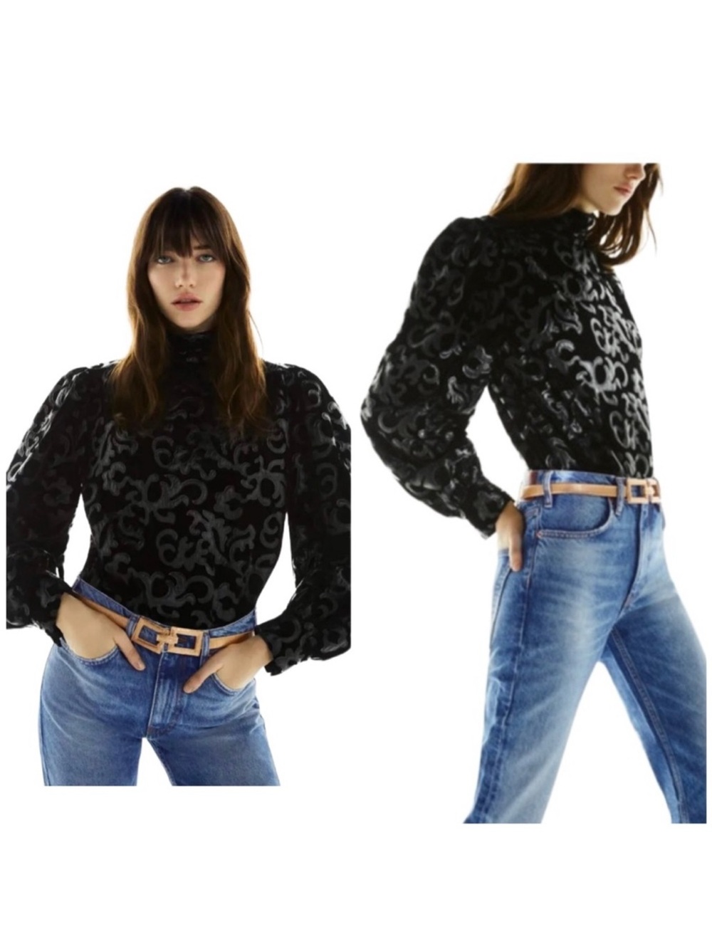 Zara Combination Velvet Baroque
Style Blouse